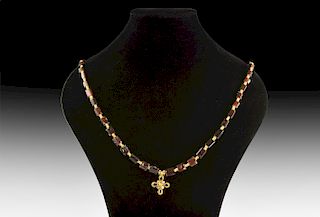 Byzantine Garnet Necklace with Gold Pendant