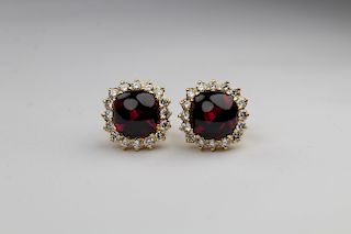 Tiffany & Co. 18k Gold Garnet & Diamond Earrings
