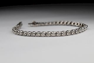 18K White Gold Bezel-Set Diamond Bracelet