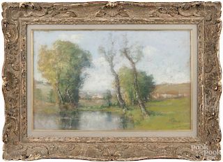Andre des Fontaines (France 1869-1910), pastel landscape, signed lower right, 12 1/2'' x 19 1/2''.