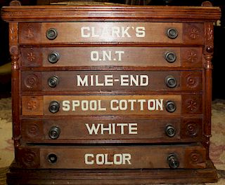 Clark's Mile End Cotton 6 drawer spool cabinet