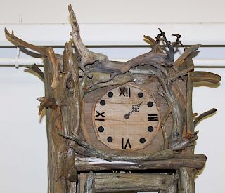 whimsical driftwood artisan tall case clock
