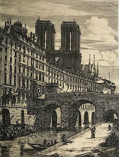 Charles Meryon (1821-1869) Etching, Le Petit Pont