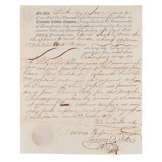 Clement Biddle Document Signed, Plus Early Shipping Documents