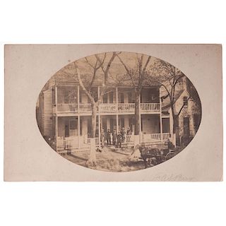 US Sanitary Commission Office Building, Albumen Photograph and Printed Handkerchief