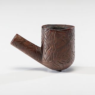 Civil War Folk Art Carved Pipe Identified to Robert Welch, 165th New York, Duryee's Zouaves