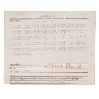 Rear Admiral Francis J. Mee, World War II Archive Including Japanese Surrender Notification