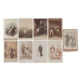 Fine Cabinet Card Collection of Musicians with their Banjos