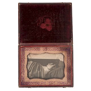 Half Plate Postmortem Daguerreotype of an Elderly Woman with Cloth Mat
