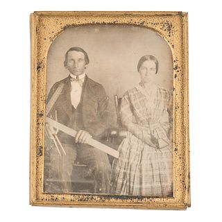 Quarter Plate Daguerreotype Portrait of Architect and Wife