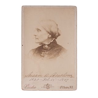 Susan B. Anthony Signed Cabinet Card and Plaque