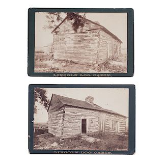 Pair of "Lincoln Log Cabin" Cabinet Cards by Root, Chicago
