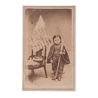 CDV of a Young Boy with Grant/Colfax Campaign Flag 