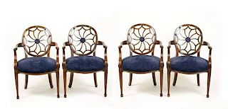 Set of 4 Spider Back Open Armchairs