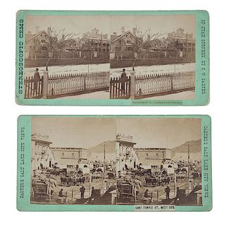Salt Lake City, UT, Two Stereoviews, Incl. Brigham Young's House