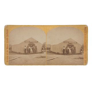 W.H. Jackson Stereoview of the Daily Reporter Staff, Corinne, Utah Territory, 1869
