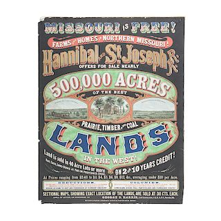 Hannibal & St. Joseph Railroad, 500,000 Acres of the Best Prairie, Timber and Coal Lands in the West!, Exceptional Broadside