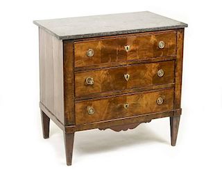 3 Drawer Figured Mahogany Bachelor's Chest, 19th C