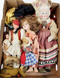 early 20th c composition, cloth dolls