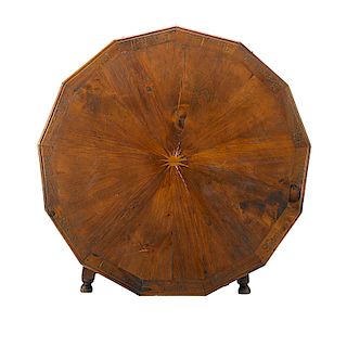 THIRTEEN-SIDED WALNUT AND PINE TABLE