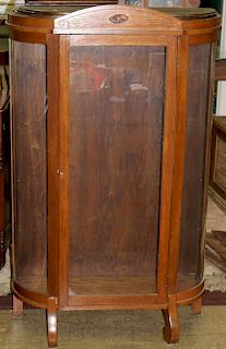 ca. 1920 oak curved glass china cabinet 