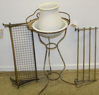 wrought iron wash stand, towel bar, luggage rack