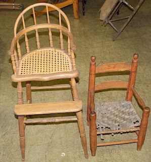 Ash sack back Windsor high chair and child's chair