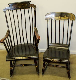 Two 19th c. paint decorated rocking chairs