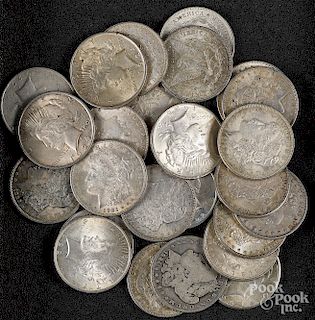 Eighteen Morgan silver dollars, etc.