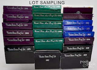 Forty-eight post 1979 US proof sets, etc.