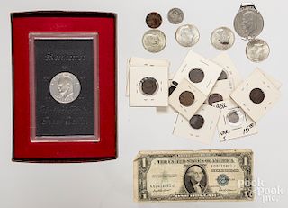 US coins and currency.