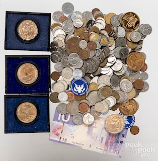 Miscellaneous coins, mostly foreign, etc.