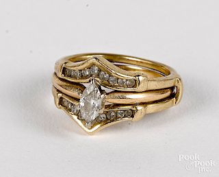 14K yellow gold diamond ring, 1.5 dwt., etc.