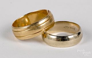 Two 14K gold wedding bands, 6.4 dwt.