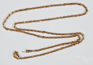 14K yellow gold necklace, 12.4 dwt.