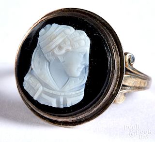 Sterling silver black cameo ring