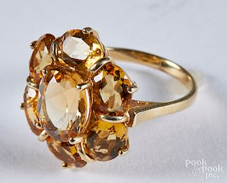 10K yellow gold gemstone ring