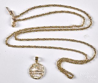 10K yellow gold necklace, 8.6 dwt., etc.