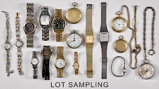 Group of wrist and pocket watches.