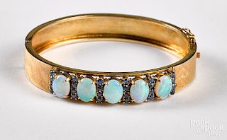 14K gold opal bangle bracelet
