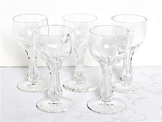 Five Glass Cordials, Height 5 1/2 inches.