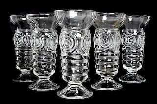 A Set of Six Molded Glass Sundae Cups, Height 7 1/4 inches.