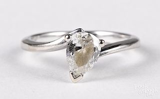 14K white gold diamond solitaire ring
