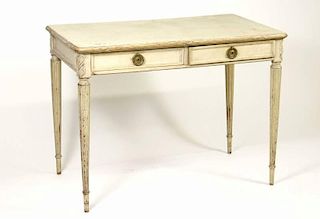 French Cream Painted 2-Drawer Writing Desk