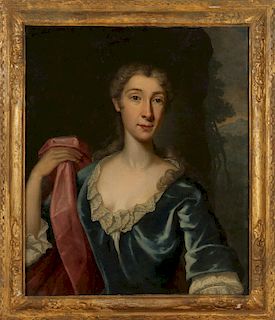 EARLY 19TH CENT. OIL ON CANVAS PAINTING OF WOMAN