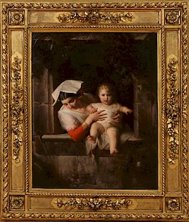 JOSEPH MARZOLINI MOTHER AND CHILD OIL ON CANVAS