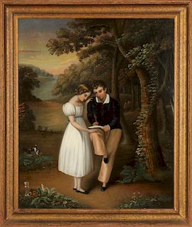 EUROPEAN SCHOOL "YOUNG LOVE" OIL ON CANVAS