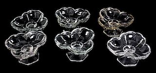 Six Glass Ice Cream Cups, Height 3 x diameter 6 inches.