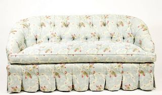 Edward Ferrell Blue Floral Upholstered Sofa