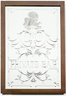 Reverse Cut & Etched "Private Bar" Mirror